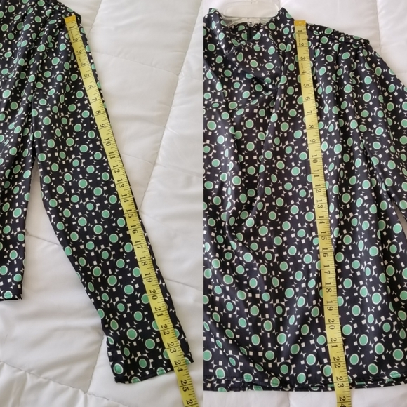 Zara Black and Green Patterned Blouse Worn on Set of The Bold Type Size S - Picture 13 of 14